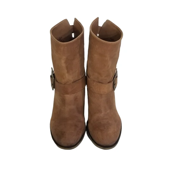 LUCKY BRAND Tommie Womens Cognac Leather Western Heeled Ankle Booties Size 8.5 - Picture 8 of 11